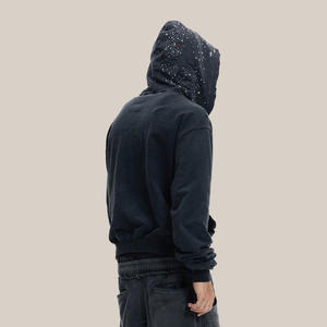 Sweat à capuche OEM Streetwear personnalisé, effet vieilli, double fermeture éclair, qualité supérieure, confortable et élégant pour homme - Product Image 3