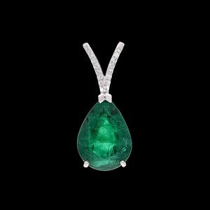 Pear Cut Emerald Pendant White Gold Plated Handmade 925 Sterling Silver Luxury Jewelry Women Elegant Gift - Product Image 1