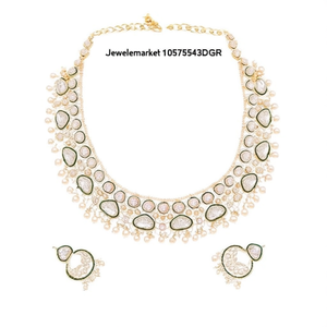Juego de Collar Fino Jewelemarket 10575543DGR con Piedras Kundan, Perlas y Cuentas - Product Image 3