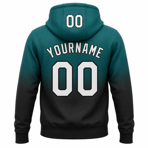 เสื้อฮู้ดมีฮู้ดพิมพ์ลายด้านหน้า สีขาวดำไล่เฉด สำหรับผู้ชาย สวมใส่สบาย ระบายอากาศได้ดี ผลิตจากผ้าโพลีเอสเตอร์ถัก - Product Image 6