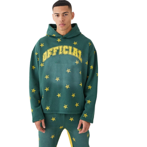 Conjunto de Sudadera con Capucha y Pantalones de Chándal de Dos Piezas con Logotipo Personalizado, Bajo sin Rematar, Estampado 3D Puff, Algodón Terry de Alto Gramaje, Estilo Jogger - Product Image 1