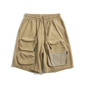 Pantalones cortos Cargo de gran tamaño para hombre con cierre de botón de cintura elástica Vintage en blanco malla Y2K Street Wear patrón Casual estilo bolsillos - Product Image 1