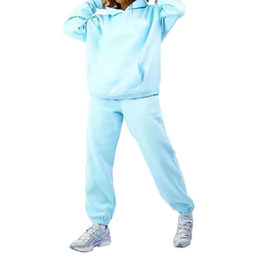 Girls Pink Hooded Tracksuit Set Full Sleeve Solid Color Casual Sweatshirt and Pants with Side Pockets Elastic Waist Autumn Wear - Product Image 5