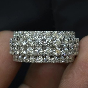 Round Brilliant Cut Moissanite Diamond Full <b>Eternity</b> Engagement Wedding Band 925 Sterling <b>Silver</b> Iced Hop Hop <b>Ring</b> Men's Jewelry - Product Image 2