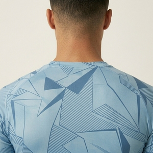 Men's Geometric Pattern <b>Compression</b> <b>Shirt</b> Short Sleeve Quick Dry Sporty Fitness Top O-Neck Slim Fit Activewear - Product Image 5