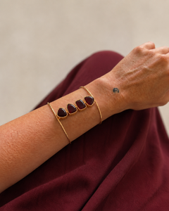 Brazalete Abierto de Latón Chapado en Oro, Estilo Bohemio Clásico Hecho a Mano, Pulseras Unisex de Moda con Engaste de Bisel y Cuatro Piedras Preciosas - Product Image 3