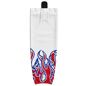 White Cycling <b>Leg</b> <b>Warmers</b> With Red Blue Flame Print Breathable Spandex Polyester Summer Sports Gear Adults - Product Image 5