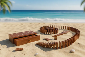 Personalized Rosewood Domino Set – Brass Inlay Keepsake Box - Product Image 3