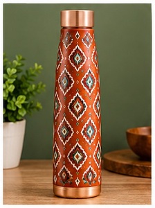 Cute Panda Bamboo Print <b>Copper</b> <b>Water</b> <b>Bottle</b> with <b>Copper</b> Cap Portable Travel Drinkware - Product Image 2