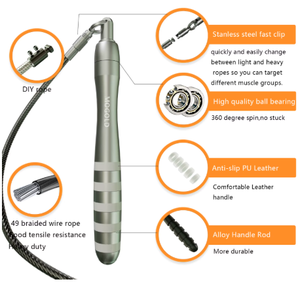 Corde à sauter en fil d'acier avec roulement, longueur réglable 2,5 m, équipement de fitness unisexe pour l'exercice à domicile - Product Image 4