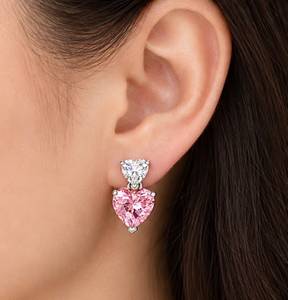 Boucles d'oreilles en forme de cœur avec zircon cubique, boucles d'oreilles en argent, boucles d'oreilles en zircon blanc - Product Image 3
