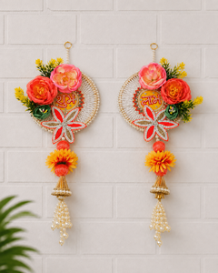 Décoration murale/portable tendance et écologique en forme de lotus Shubh Labh, faite à la main, pour Diwali, Puja, décoration intérieure, cadeau de remerciement pour les invités - Product Image 1