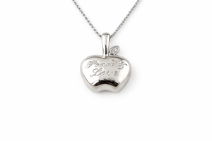 Pendentif Pomme Paix et Amour en Argent Sterling 925 Fait Main Collier Délicat - Product Image 3