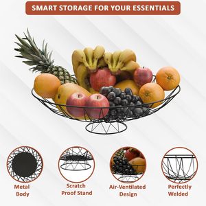 Metal Fruits <b>Vegetables</b> Basket Bowl with Holding <b>Stand</b> Decorative Wire Fruit Basket for Kitchen Dining Table Countertop Storage - Product Image 4