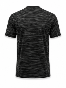 Men's Black Patterned Short Sleeve <b>T</b>-<b>Shirt</b> Regular Fit Quick Dry O-Neck Knitted <b>Polyester</b> Casual Wear with Front Logo - Product Image 3