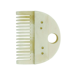 Peigne à cheveux personnalisable en os d'ivoire naturel blanc avec incrustation d'os animal sculpté, style et technique inspirés de l'agate - Product Image 3