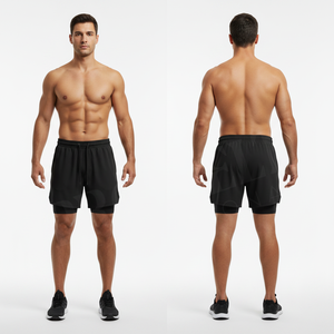 Whole Sale 2 in 1 Running <b>Shorts</b> Quick Dry Gym Workout <b>Shorts</b> <b>Compression</b> Liner Breathable 4 Way Stretch Athletic Training <b>Short</b> - Product Image 3