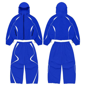 Ensemble de course 2 pièces plissé en nylon respirant personnalisé pour homme, coupe-vent réfléchissant, tenue de sport décontractée d'hiver - Product Image 3