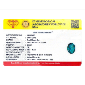 Loose Synthetic Emerald 4.79 Ct Trillion Cut 7mm Certified Wholesale Gemstone - Product Image 4