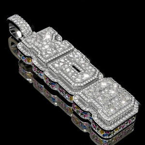 Custom <b>Iced</b> <b>Out</b> Number 'KUE' Pendant Necklace Hip Hop Micro Pave Moissanite 18k Gold Plated Silver <b>Chain</b> Gift Jewelry - Product Image 1