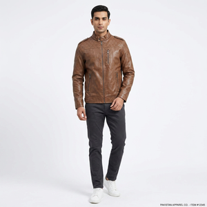 Chaqueta de Cuero Genuino de Vaca de Primera Calidad, Estilo Vintage, Transpirable, con Cuello Alto Ajustable, Precio de Fábrica, Buena Chaqueta para Hombre - Product Image 1