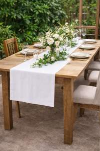 Camino de Mesa de Tela de Algodón Blanco Suave 100% Algodón, Decoración Moderna para Mesa de Comedor - Product Image 2