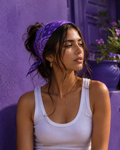 Bandanas en coton de luxe, roulées à la main, avec motifs floraux/à carreaux/unis pour hommes et femmes, en gros - Product Image 3