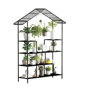 Heavy Duty 3 Tier Metal Plant Stand With Top Hanging Rod Indoor Outdoor Multi-layer Flower Pot Holder <b>Shelf</b> For Balcony & Garden - Product Image 2