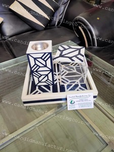 Juego de Incensario Religioso de Resina Geométrica, Estilo Mosaico Hecho a Mano, Bandeja Porta Bakhoor para Decoración del Hogar - Product Image 3