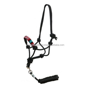 Wholesale Manufacturer Supplier Saman Exports Custom Made Black Nylon Beaded Rope <b>Halter</b> with Removable Matching Lead - Product Image 2