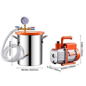 Kit Camera a Vuoto in Acciaio Inossidabile da 3 Galloni con Pompa da 3,5 CFM Monostadio ACR per Degassaggio e Recipienti a Pressione - Product Image 2