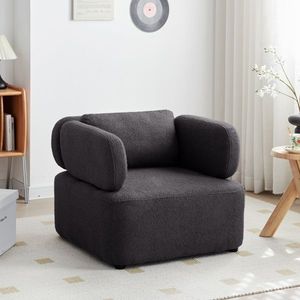 Mid Century Teddy Velvet Reading Armchair Accent Chair with Thickened Cushions and Upholstered Padded Seat for Living Room - Product Image 1