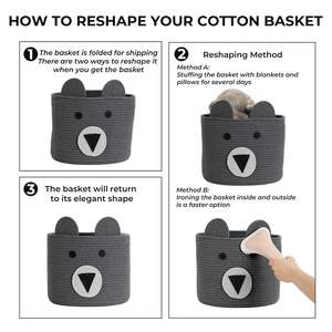 Cotton Rope Basket Woven <b>Laundry</b> <b>Hamper</b> Decorative Storage Bin for Bedroom Nursery Living Room - Product Image 4