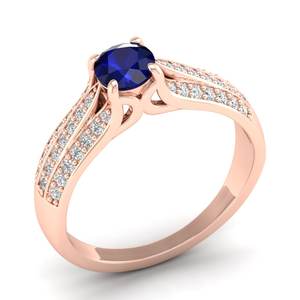 Bagues de fiançailles REYES en argent sterling 925 avec moissanite pour femmes, taille ronde 0,5 carat, saphir bleu, bijoux à prix d'usine - Product Image 2