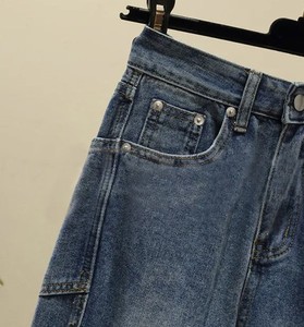 Nouveau jean en denim pour femme, taille mi-haute, en pur coton, avec design patchwork à pois respirant et effet usé, collection printemps - Product Image 5