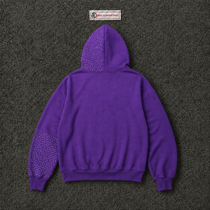 Sudadera con capucha y cremallera completa con estampado de estrella morada, estilo urbano oversize, unisex, con efecto desgastado, personalizada - Product Image 6