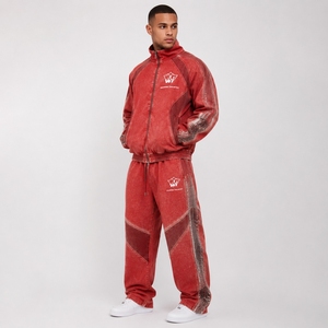 Ensemble de survêtement délavé pour homme – Sweat-shirt et pantalon de jogging décontractés en mélange de coton confortable – Style streetwear tendance - Product Image 3