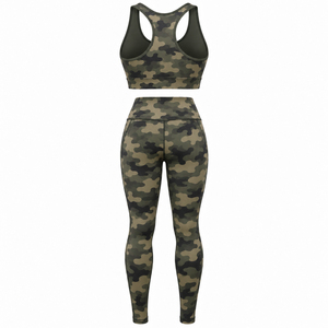 Conjunto Deportivo de Camuflaje al por Mayor para Mujer: Sujetador Deportivo Racerback y Leggings de Cintura Alta para Gimnasio y Yoga - Product Image 2