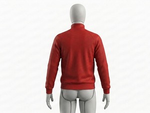 Blouson Moto Tricoté Rouge Zippé pour Homme, Col Montant, Respirant, Écologique, Séchage Rapide, Décontracté, Coupe Droite, Idéal Automne - Product Image 2