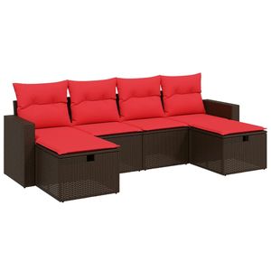 Ensemble de canapés de patio en polyrotin brun moderne, 6 places, meubles d'extérieur durables au design contemporain - Product Image 4