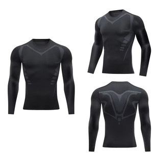 Haut de compression à manches longues pour homme de haute qualité, respirant et à séchage rapide, en Spandex/Polyester, idéal pour la natation, le surf et le MMA - Product Image 3