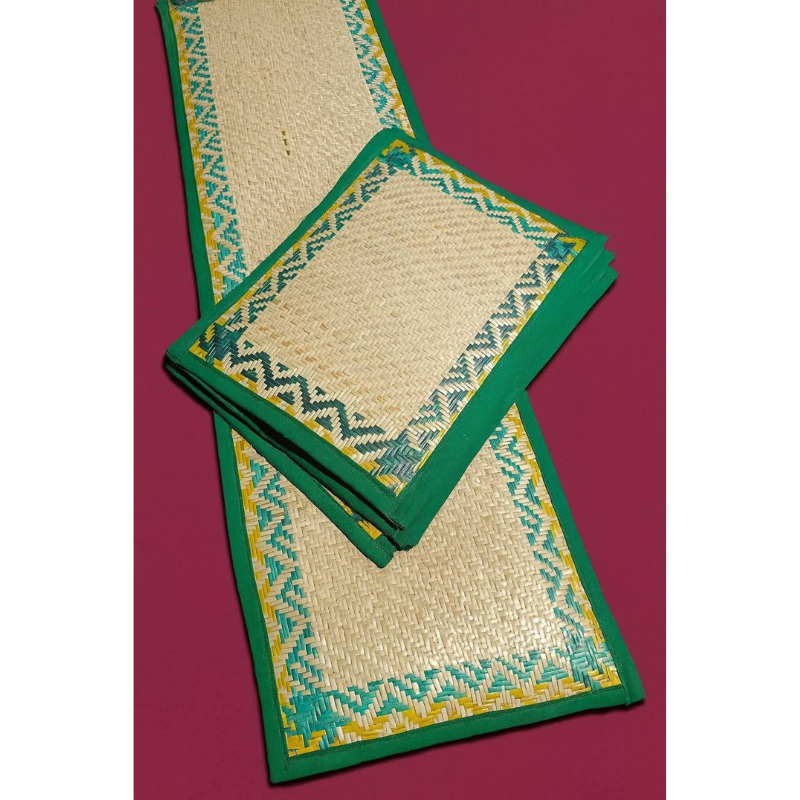 Natural Beige with Multi-color (Red, Blue, Yellow, Pink) Geometrical Patterns