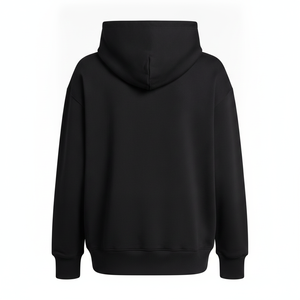 Sudadera con Capucha Negra Unisex Premium de Gran Peso, Estilo Urbano Minimalista, Oversize, de Algodón Liso con Forro Polar - Product Image 3