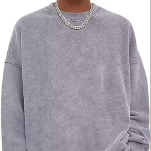 Sweat-shirt en molleton à col rond pour homme, effet délavé, polyester/coton, respirant, 280g, design de logo personnalisé, hiver, best-seller, professionnel - Product Image 1