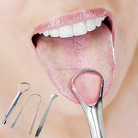 WORLD PRECISION SURGICAL Ensemble de gratte-langue réutilisables en acier inoxydable, 3 pièces, en forme de U et de cuillère, instruments dentaires, pour une haleine fraîche