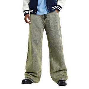 Fabricante personalizado de ropa urbana, jeans retro de alta calidad con lavado desgastado, corte holgado para hombre, jeans de pierna ancha, tallas grandes, corte recto. - Product Image 3