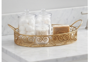 Elegant Oval Metal <b>Wire</b> <b>Storage</b> <b>Basket</b> With Handles Multi-Purpose Neatening Container Rustic Style Home Accent - Product Image 5