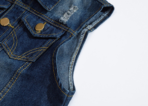 Chaleco vaquero estilo streetwear para hombre, clásico con botones, sin mangas, de algodón grueso, para hombres. - Product Image 5