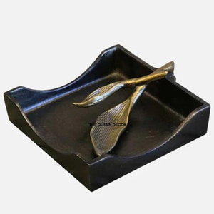 Boîte à mouchoirs de luxe en métal noir avec support de serviettes moulé, idéale pour la décoration de tables de bureaux et de restaurants d'hôtels - Grande vente - Product Image 1