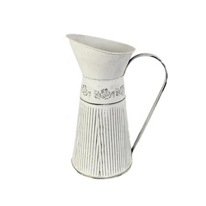 Super Special <b>White</b> Tapered Structured Metal Water Pitcher with Handle Pleasant Drinkware <b>Kettle</b> for Parties - Product Image 4